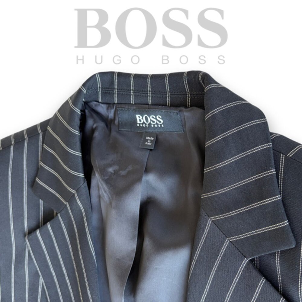 Vintage BOSS Hugo Boss Black Pinstripe Blazer, Women’s, Size 8 / 44 Italian